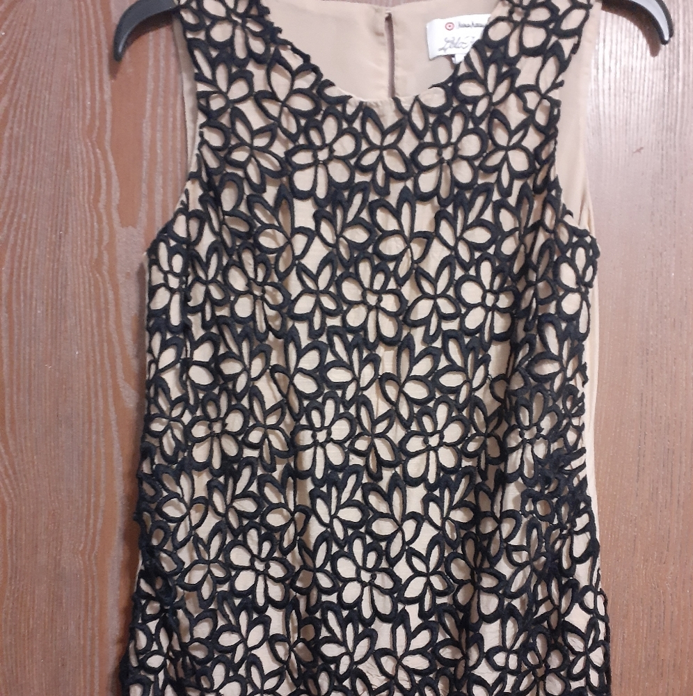 Neiman Marcus Lela Rose nude black top S